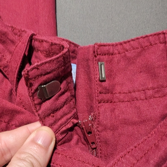 NWT Denver Hayes Women's Red Linen cropped pants size 4 Tie up waist band - Picture 4 of 8